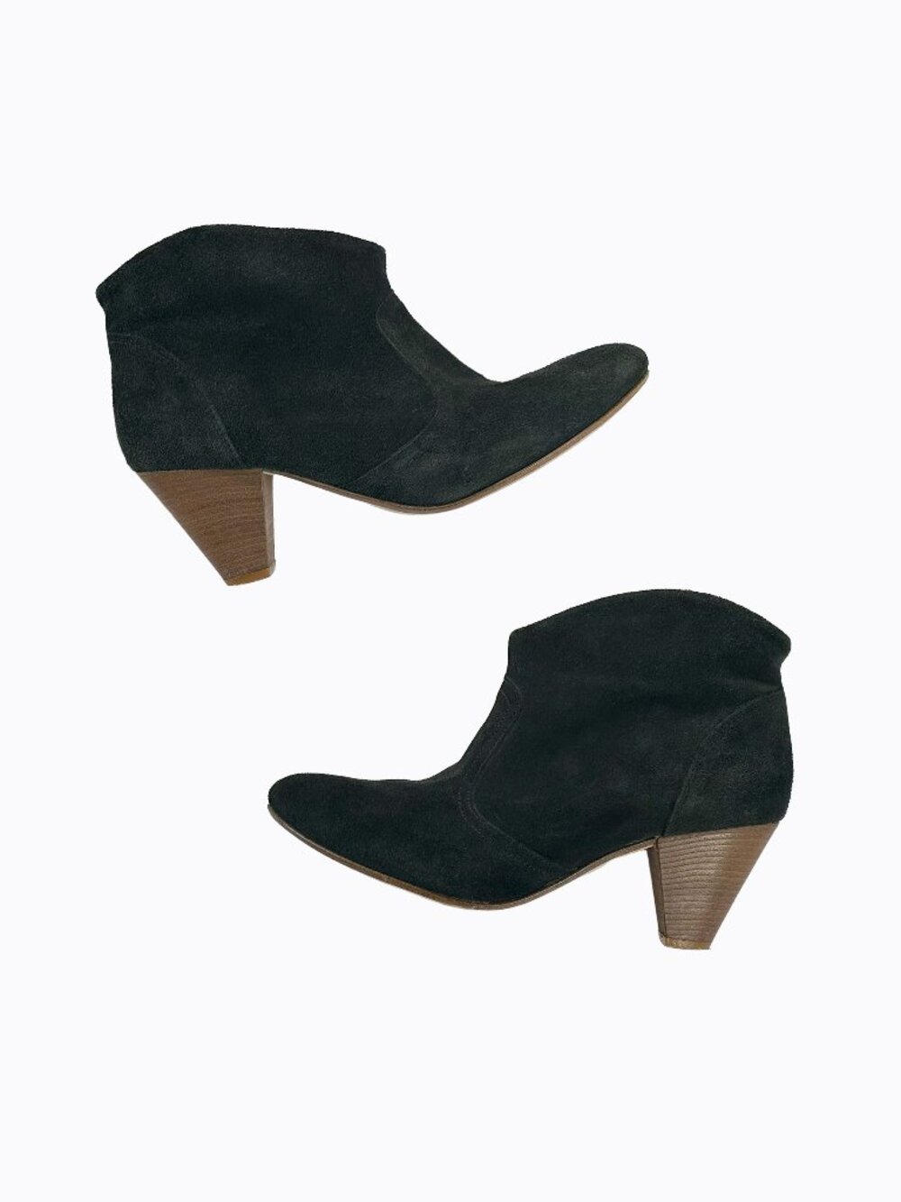Steve Madden Pinto Ankle Bootie 8.5M Black Suede Leather Peg Heel 90s Grunge Y2K